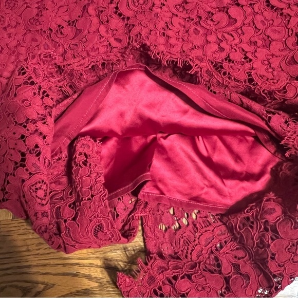Bardot Women’s Lace Panel Midi Dress In Wine Sz 8 - Picture 9 of 15